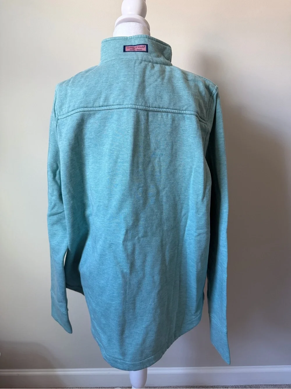 NWT Vineyard Vines Stormy Seas Heather Mint Quarter-Zip Pullover Size L